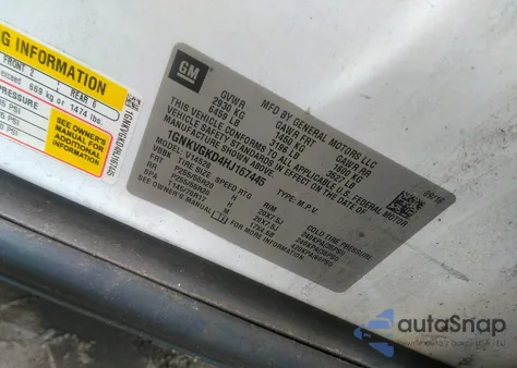 2017 Chevrolet Traverse 1Lt из США, поврежденный, VIN 1GNKVGKD4HJ167445